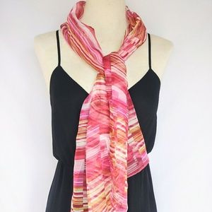 Pink And White Sheer Silky Scarf